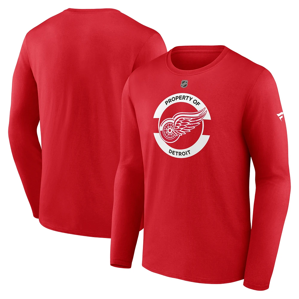 T-shirt à manches longues secondaire authentique Pro Core des Red Wings de Detroit pour hommes Fanatics