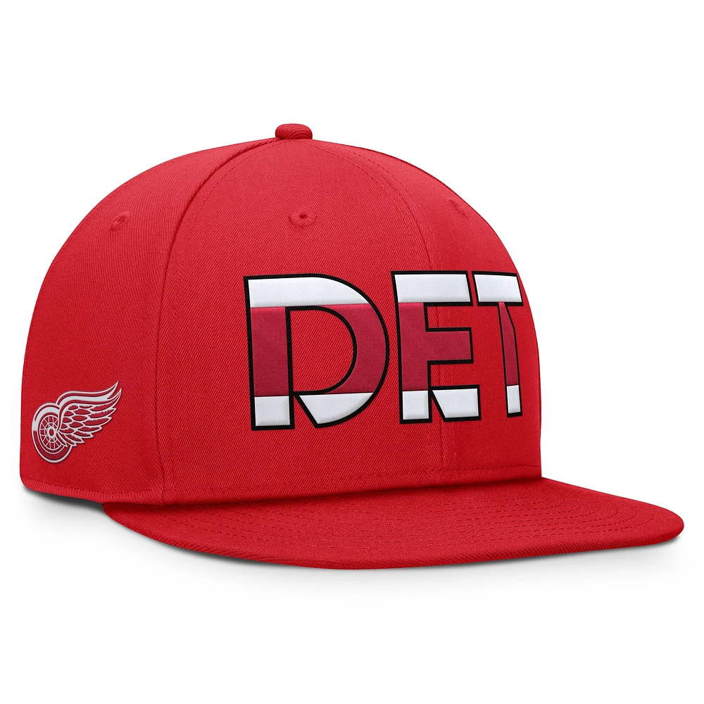 Casquette Snapback authentique Pro Team Rink des Red Wings de Detroit pour hommes Fanatics Red