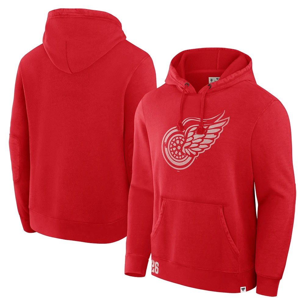 Men's Fanatics Red Detroit Wings Decades Collection Tradition Fleece Pullover Hoodie