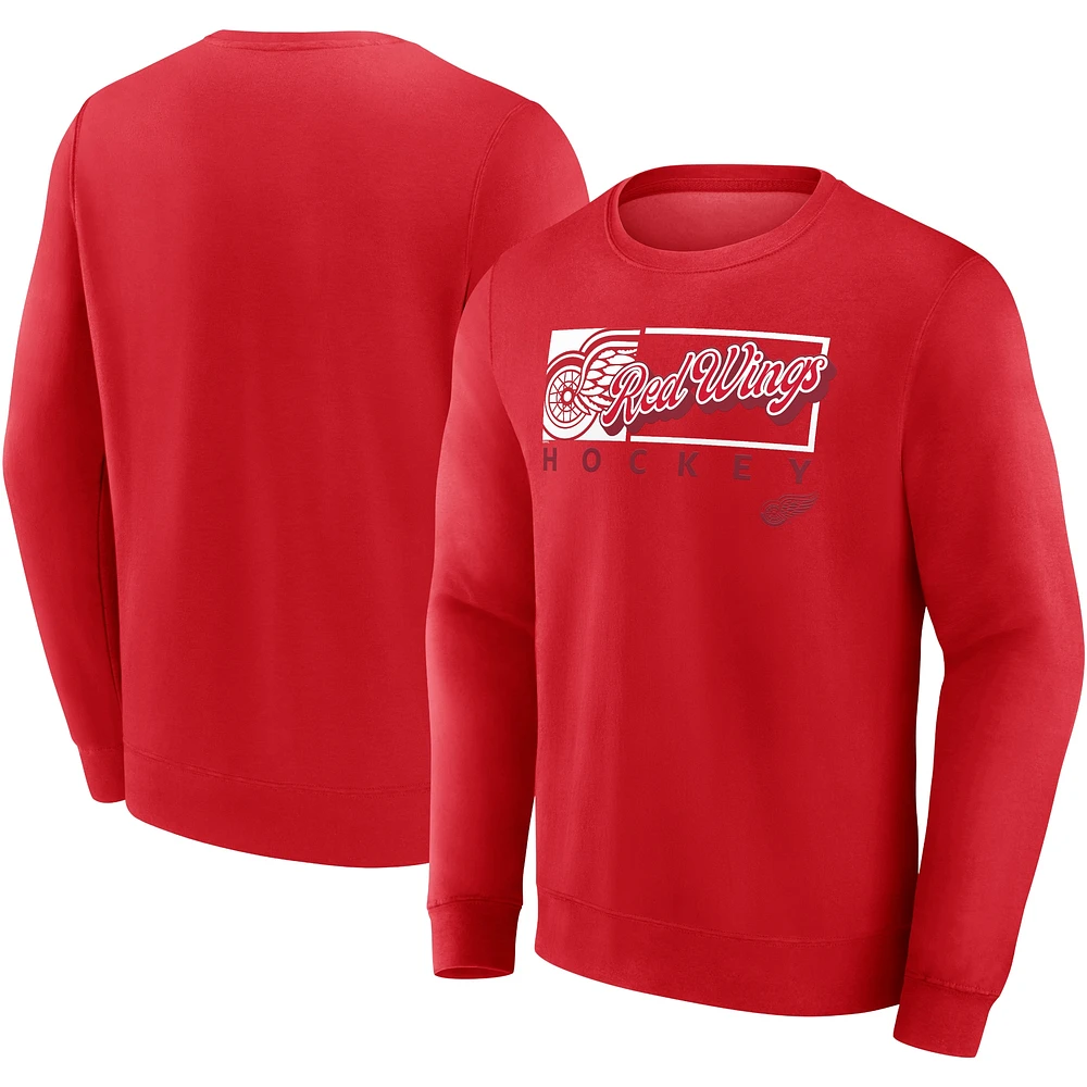 Men's Fanatics Red Detroit Wings Focus Fleece Pullover Sweatshirt