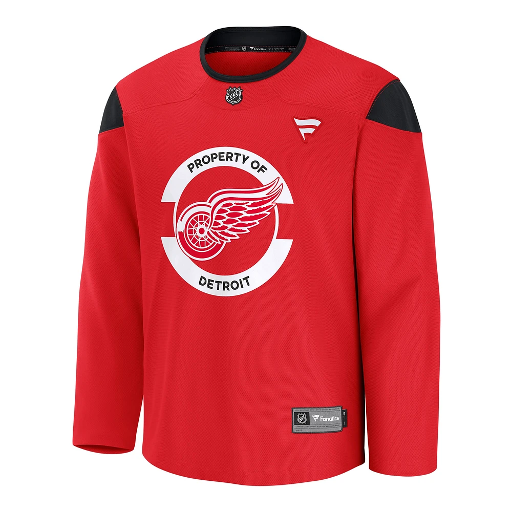 Men's Fanatics Red Detroit Wings Home Practice Jersey