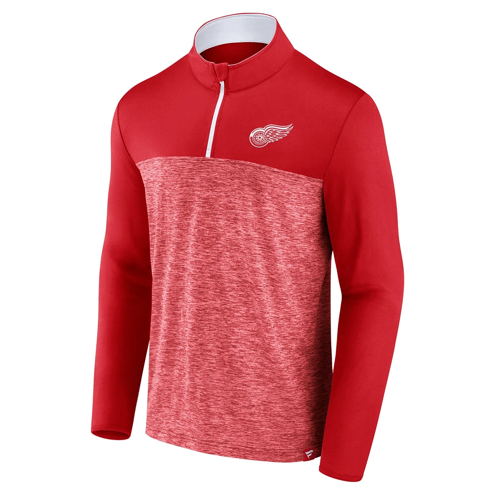 Men's Fanatics Red Detroit Wings Iconic Defender Quarter-Zip Jacket