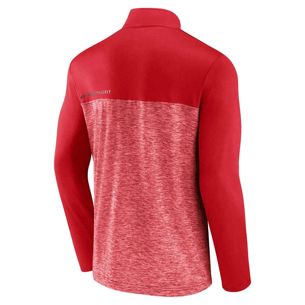 Men's Fanatics Red Detroit Wings Iconic Defender Quarter-Zip Jacket