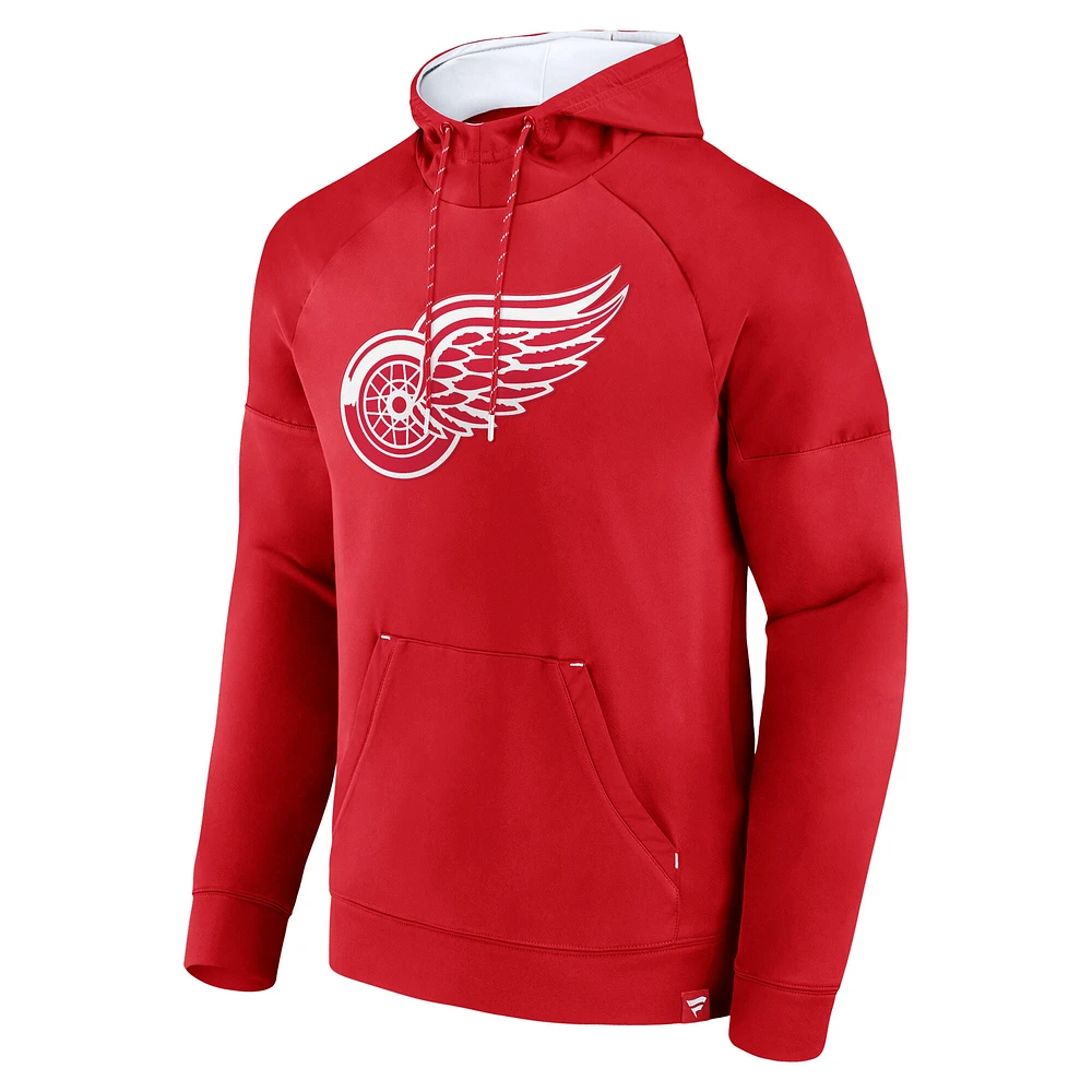 Men's Fanatics  Red Detroit Wings Iconic Defender Raglan Pullover Hoodie