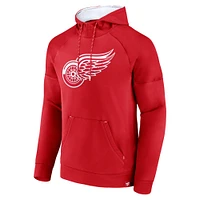 Men's Fanatics  Red Detroit Wings Iconic Defender Raglan Pullover Hoodie