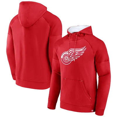 Men's Fanatics  Red Detroit Wings Iconic Defender Raglan Pullover Hoodie