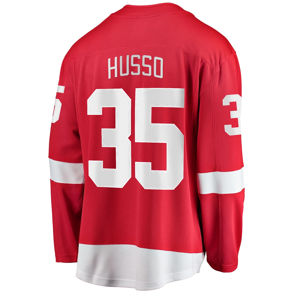 Maillot de joueur échappé à domicile Fanatics Ville Husso Red Detroit Wings pour hommes