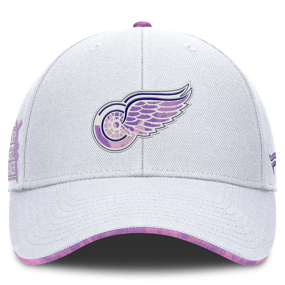 Casquette ajustable authentique Pro Hockey Fights Cancer des Red Wings de Detroit pour hommes Fanatics White