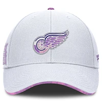 Men's Fanatics White Detroit Red Wings Authentic Pro Hockey Fights Cancer Adjustable Hat