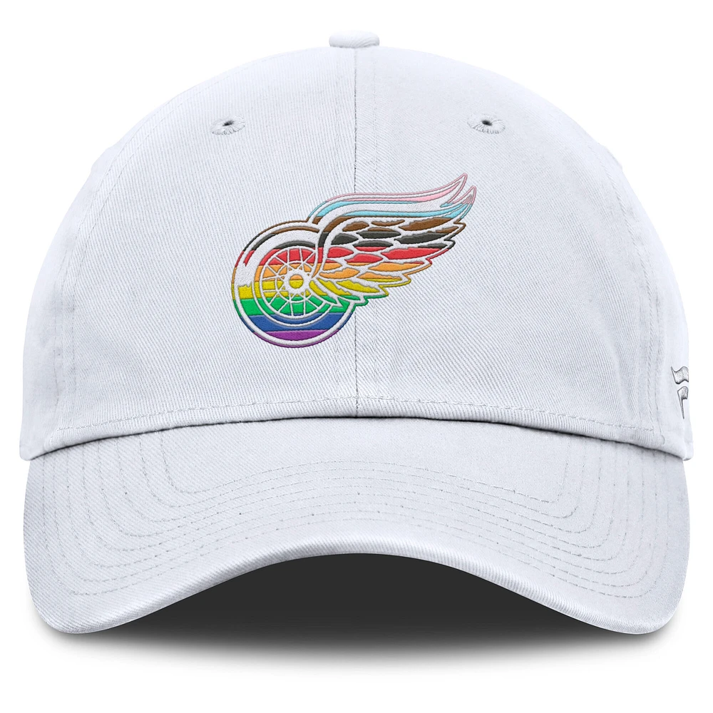 Men's Fanatics White Detroit Red Wings PRIDE Adjustable Hat