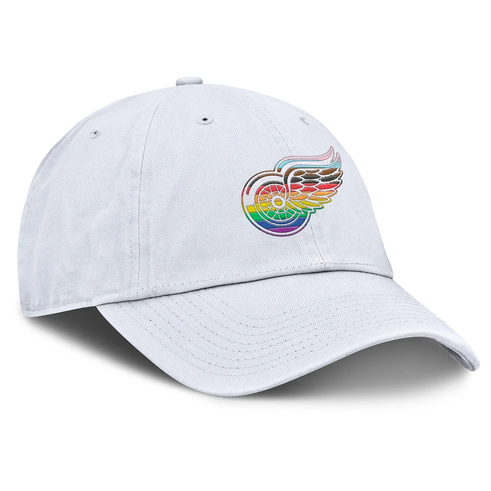 Men's Fanatics White Detroit Red Wings PRIDE Adjustable Hat