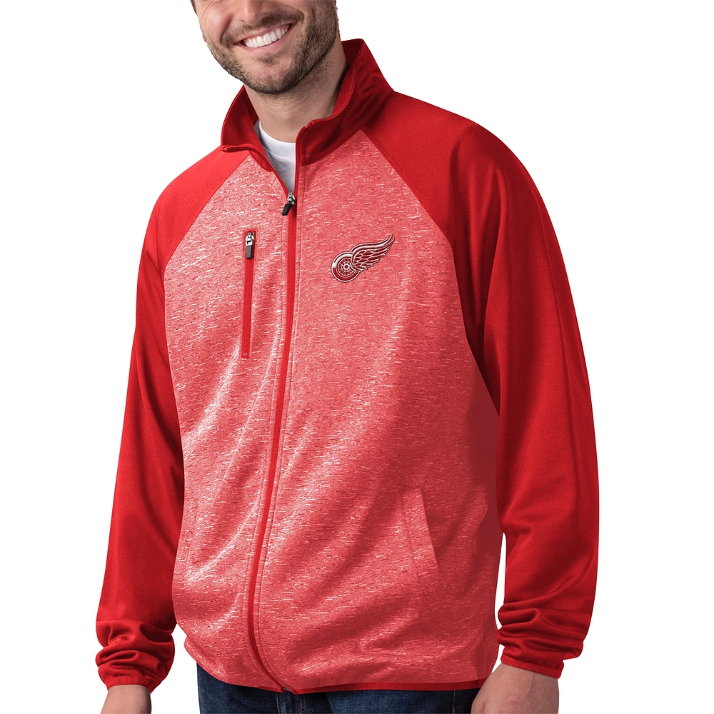 Veste de survêtement entièrement zippée G-III Sports by Carl Banks Red Detroit Wings Runners raglan pour hommes