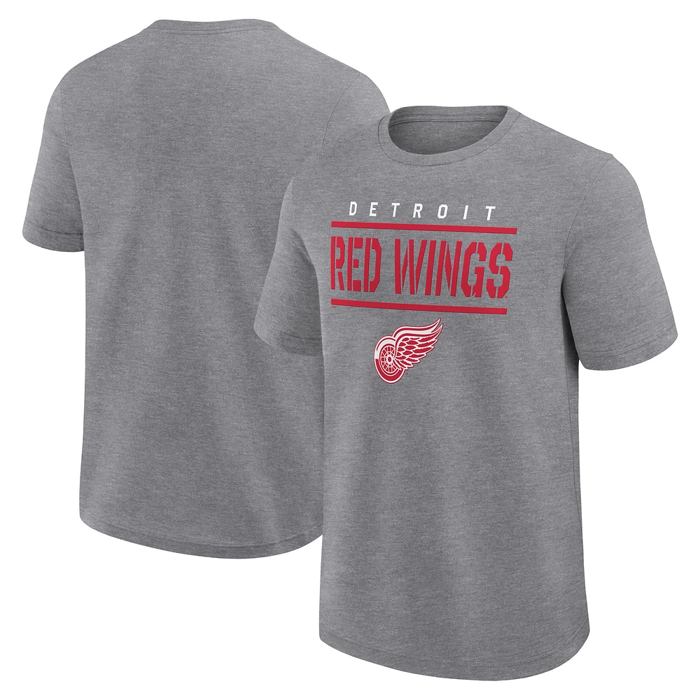 T-shirt gris chiné pour homme, modèle haut de gamme des Red Wings Detroit