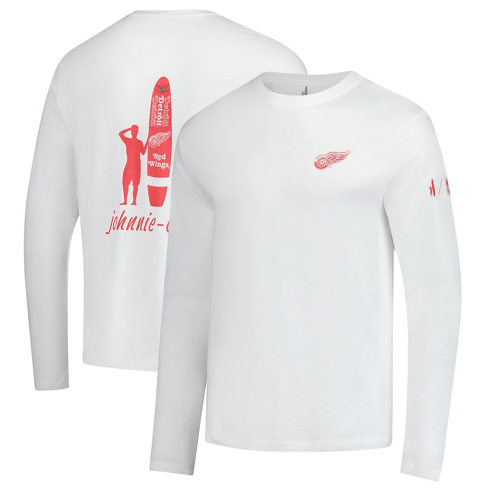 T-shirt à manches longues Adam des Red Wings de Detroit pour hommes Johnnie-O White