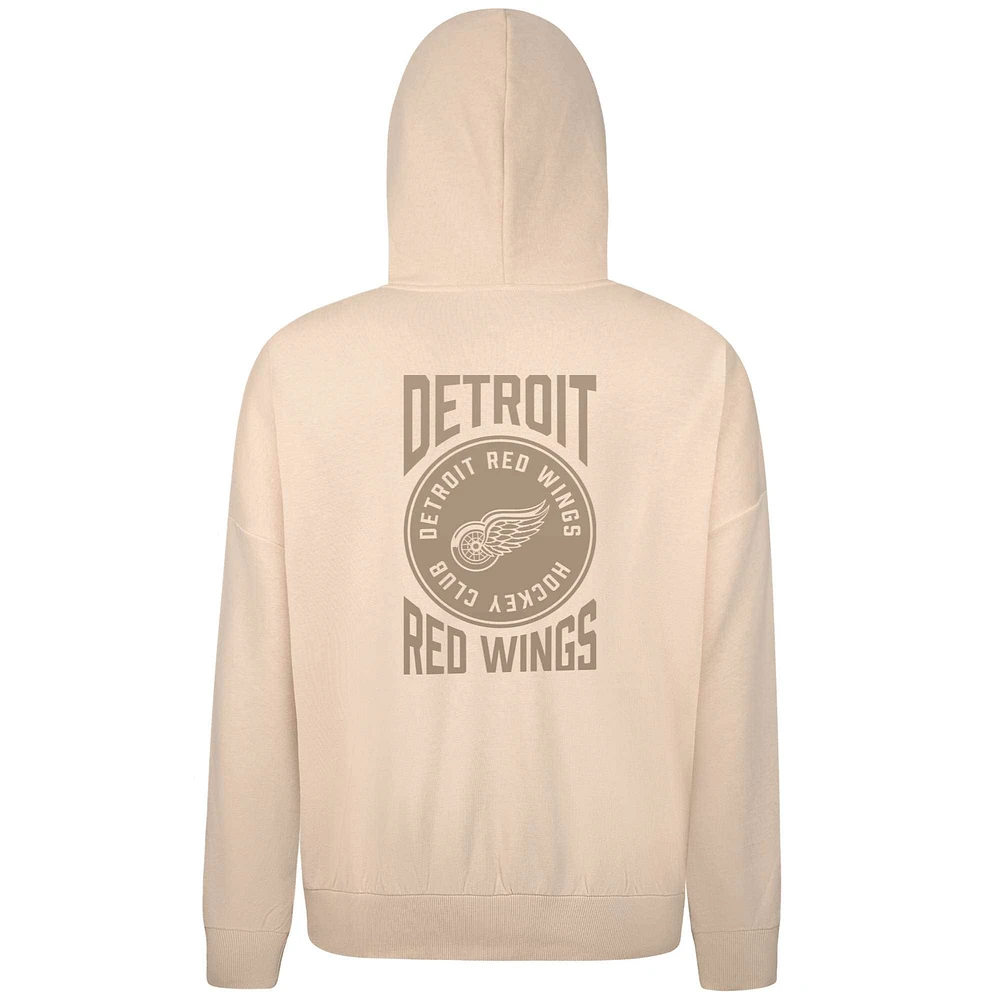 Men's Levelwear Cream Detroit Red Wings Contact Stamp Pullover Hoodie