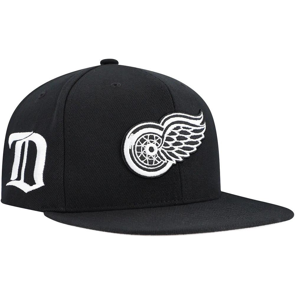 Casquette snapback noire pour homme des Detroit Red Wings de Mitchell & Ness