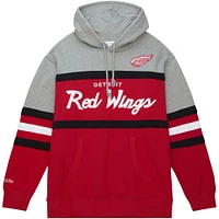 Men's Mitchell & Ness Red/Gray Detroit Red Wings Head Coach Pullover Hoodie