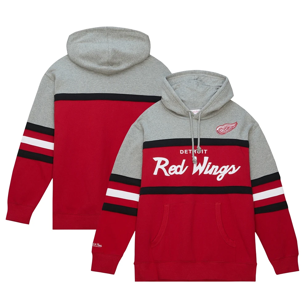 Chandail à capuchon d'entraîneur-chef des Red Wings de Detroit rouge/gris Mitchell & Ness pour hommes