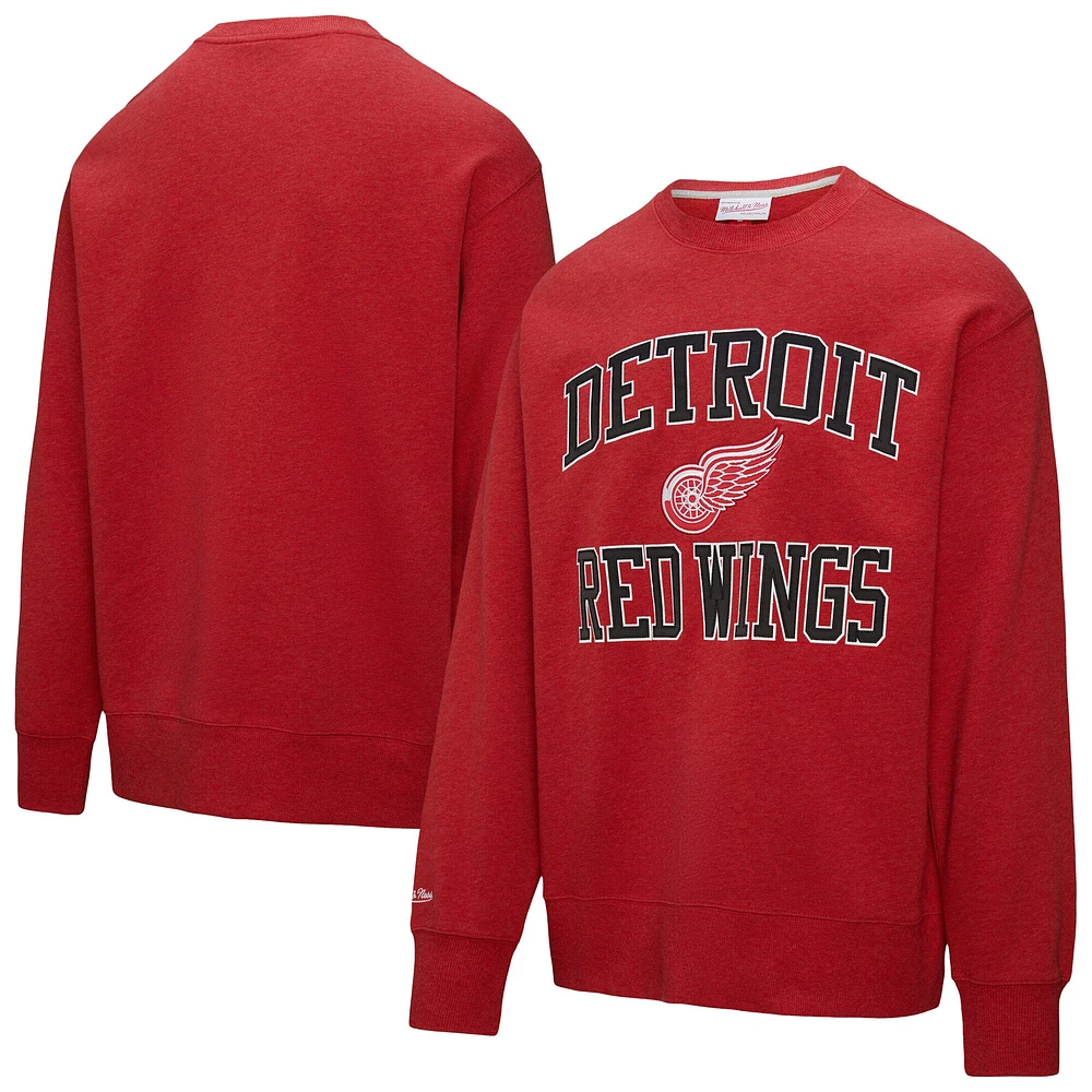 Sweat-shirt en molleton rouge Mitchell & Ness pour homme avec victoire séries éliminatoires des Red Wings de Detroit