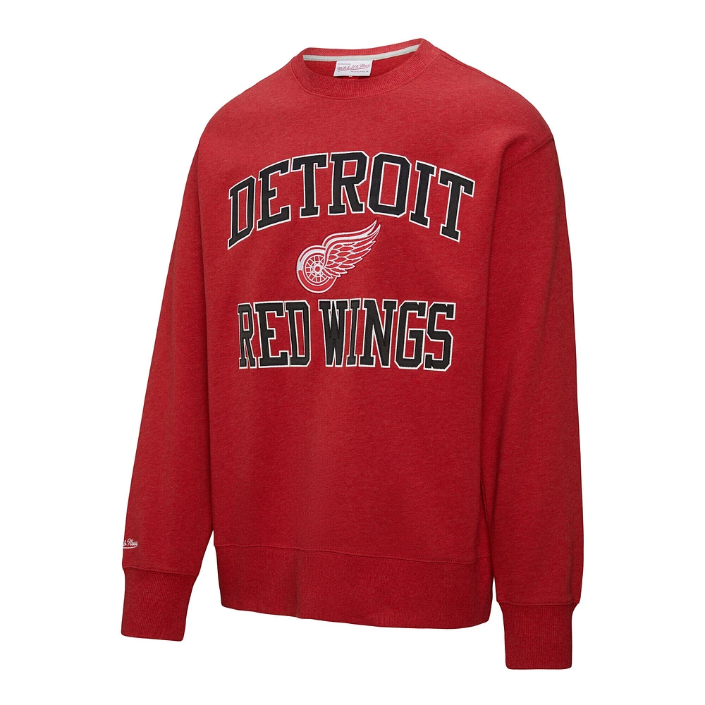 Sweat-shirt en molleton rouge Mitchell & Ness pour homme avec victoire séries éliminatoires des Red Wings de Detroit
