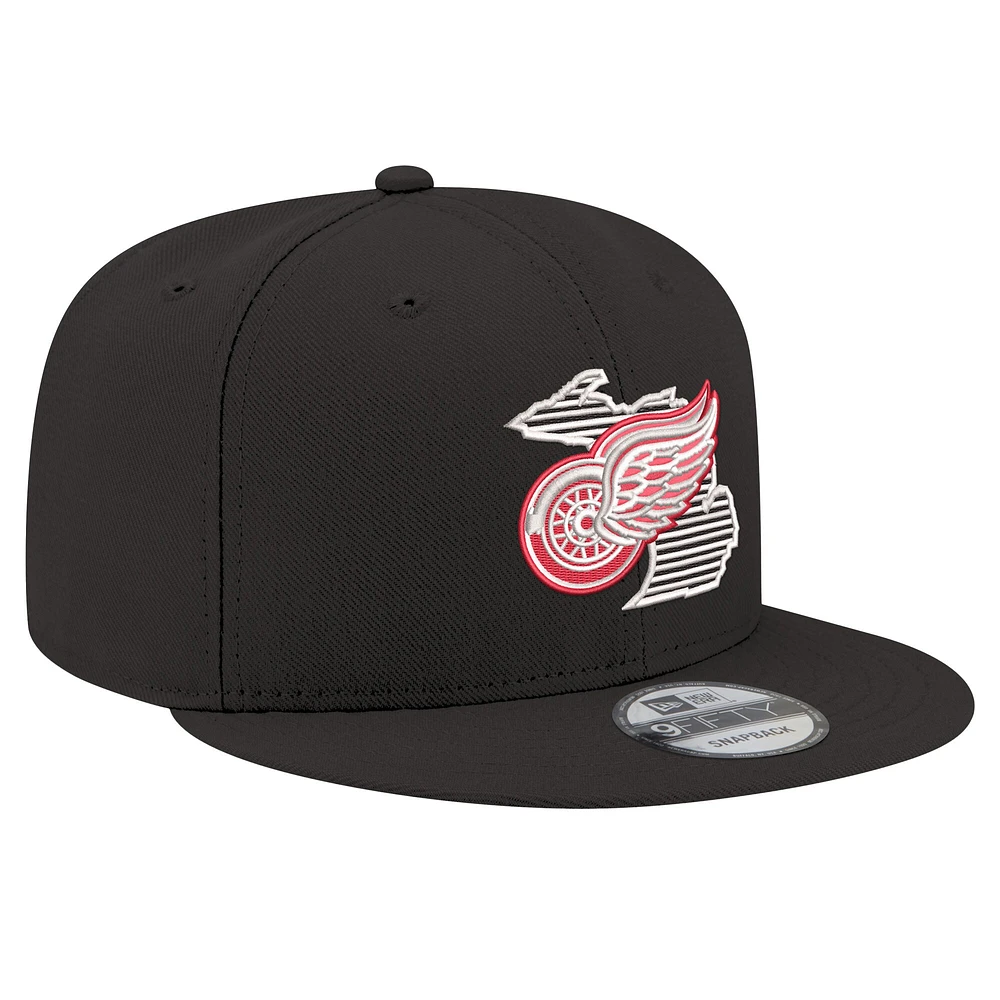 Casquette snapback 9FIFTY noire New Era Detroit Red Wings State Pride pour homme