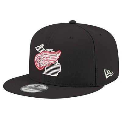 Casquette snapback 9FIFTY noire New Era Detroit Red Wings State Pride pour homme