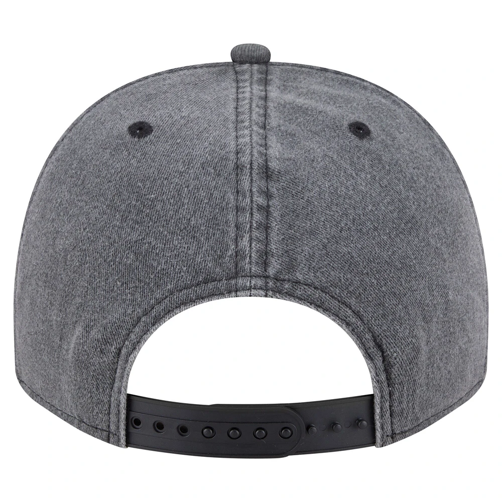 Men's New Era  Charcoal Detroit Red Wings Throwback Washed A-Frame Pre-Curved 9FIFTY Snapback Hat