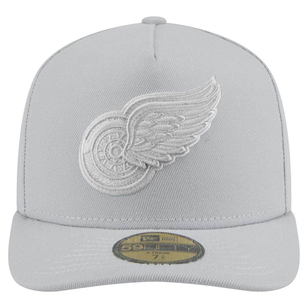 Men's New Era Gray Detroit Red Wings Color Pack A-Frame 59FIFTY Fitted Hat