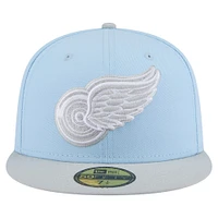 Casquette ajustée bicolore 59FIFTY bleu clair/gris Detroit Red Wings pour homme New Era