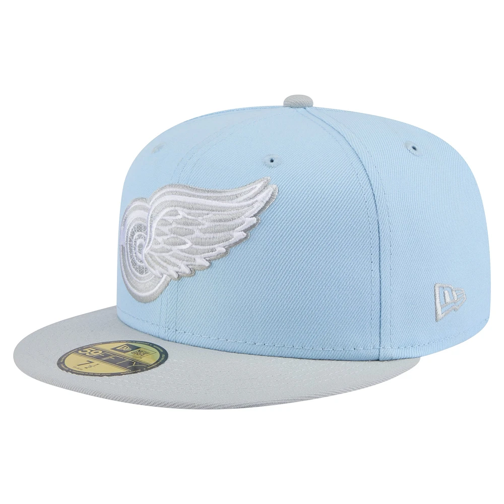 Casquette ajustée bicolore 59FIFTY bleu clair/gris Detroit Red Wings pour homme New Era