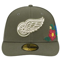 Men's New Era Olive Detroit Red Wings Tonal Florals 59FIFTY Fitted Hat