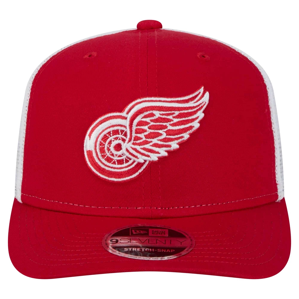 Men's New Era Red Detroit Red Wings Core Trucker 9SEVENTY Stretch-Snap Hat