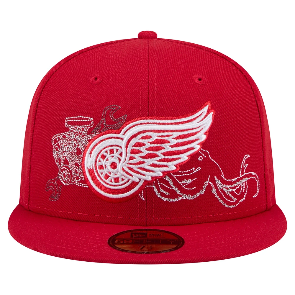 Casquette ajustée 59FIFTY rouge des Red Wings de Detroit pour homme New Era
