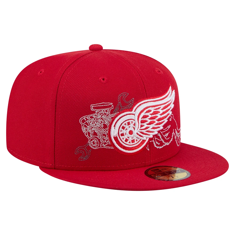 Casquette ajustée 59FIFTY rouge des Red Wings de Detroit pour homme New Era