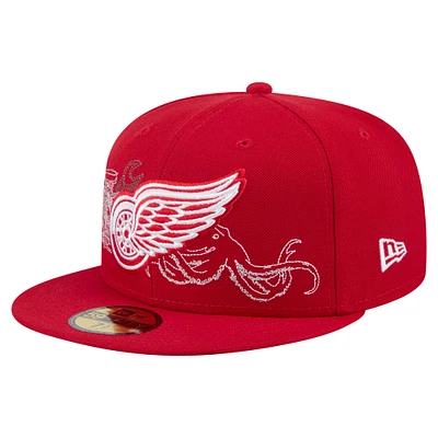 Casquette ajustée 59FIFTY rouge des Red Wings de Detroit pour homme New Era