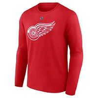 T-shirt à manches longues authentique pour homme Patrick Kane Red Detroit Wings avec nom et numéro Stack