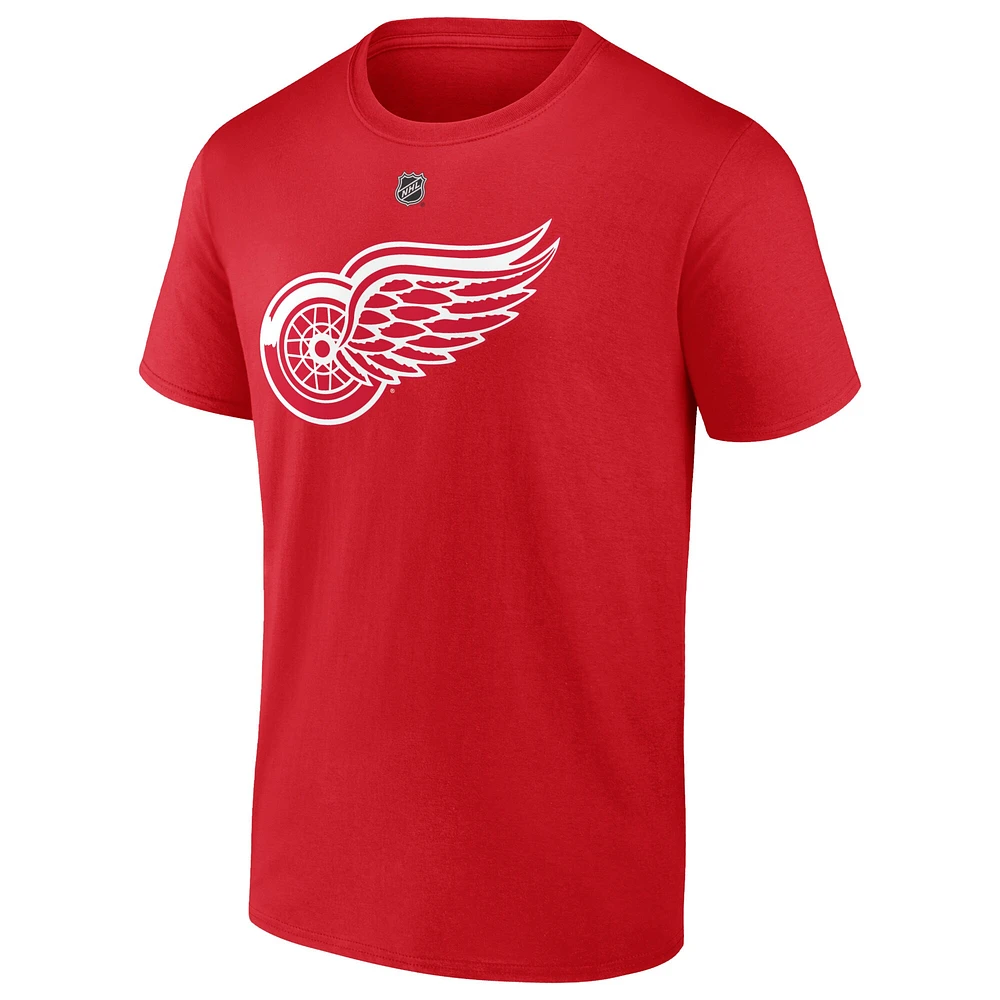 T-shirt rouge authentique pour homme Patrick Kane Detroit Red Wings avec nom et numéro Stack