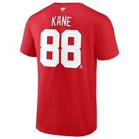 T-shirt rouge authentique pour homme Patrick Kane Detroit Red Wings avec nom et numéro Stack