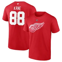 T-shirt rouge authentique pour homme Patrick Kane Detroit Red Wings avec nom et numéro Stack