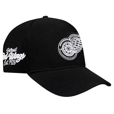 Casquette Snapback Pro Standard noire des Red Wings de Detroit pour hommes Paint the City Pinch Front