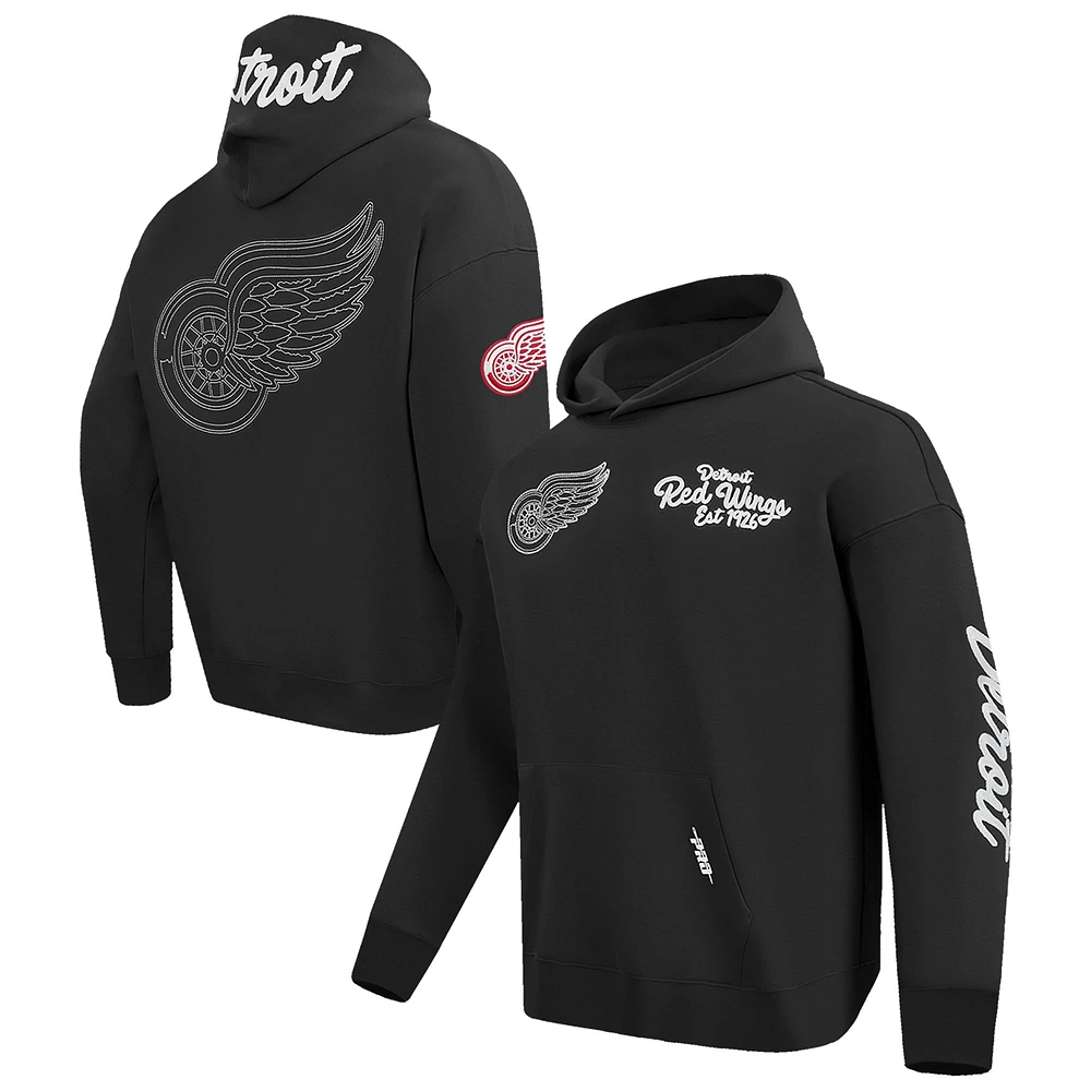 Men's Pro Standard  Black Detroit Red Wings Paint the City Pullover Hoodie