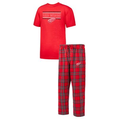 Men's Red Detroit Wings Big & Tall T-Shirt Pajama Pants Sleep Set