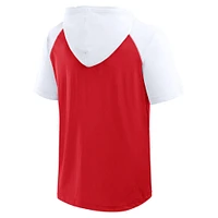 Men's  Red Detroit Wings Prime Raglan Short Sleeve Pullover Hoodie