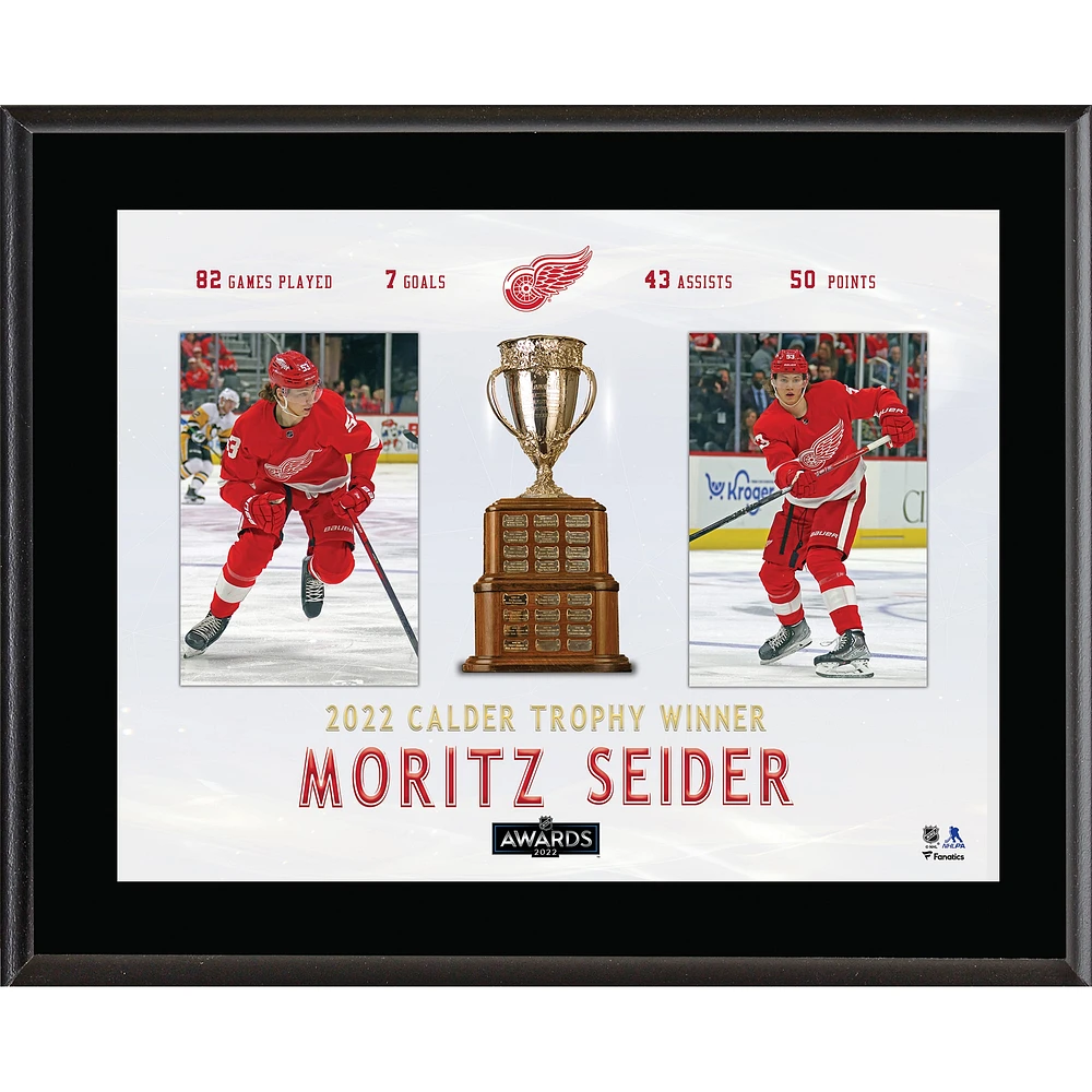 Moritz Seider Detroit Red Wings 10.5'' x 13'' 2022 Calder Trophy Winner Sublimated Plaque