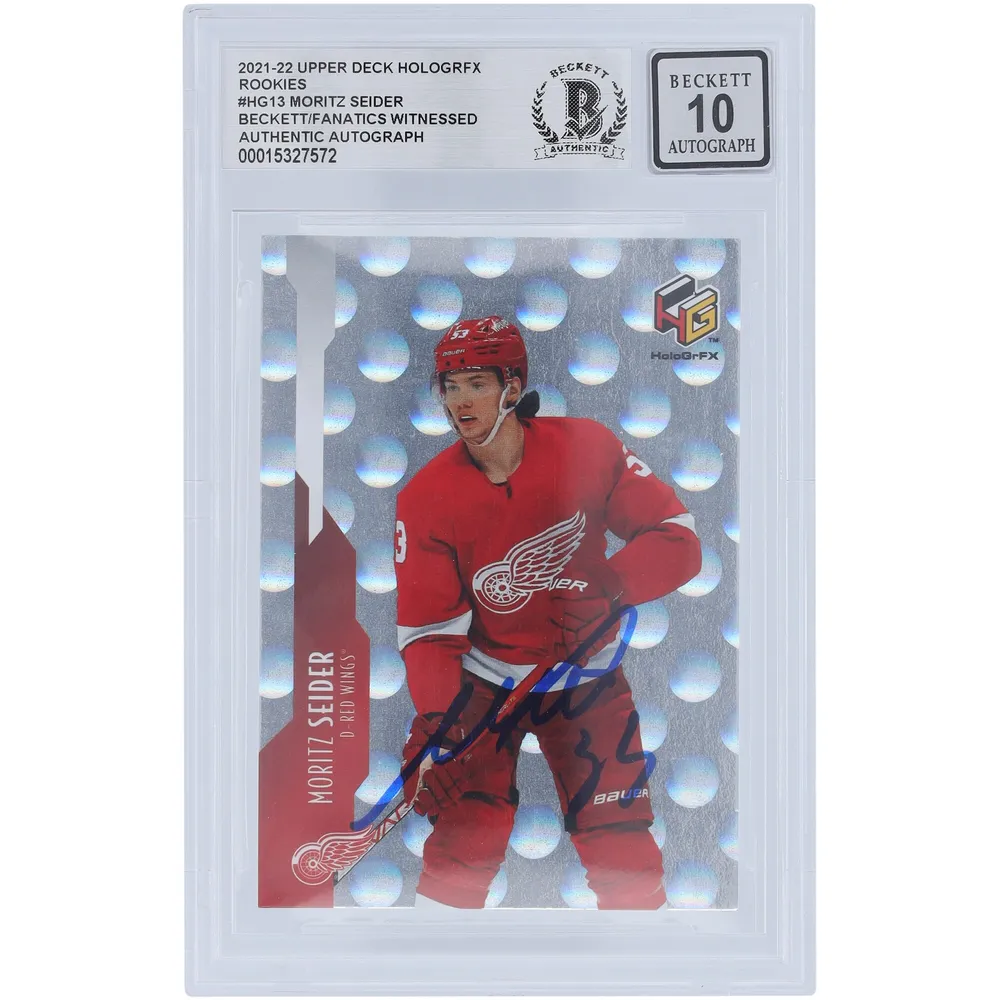 Moritz Seider Detroit Red Wings Autographed 2021-22 Upper Deck Rookie #18 Beckett Fanatics Witnessed Authenticated 10 Card