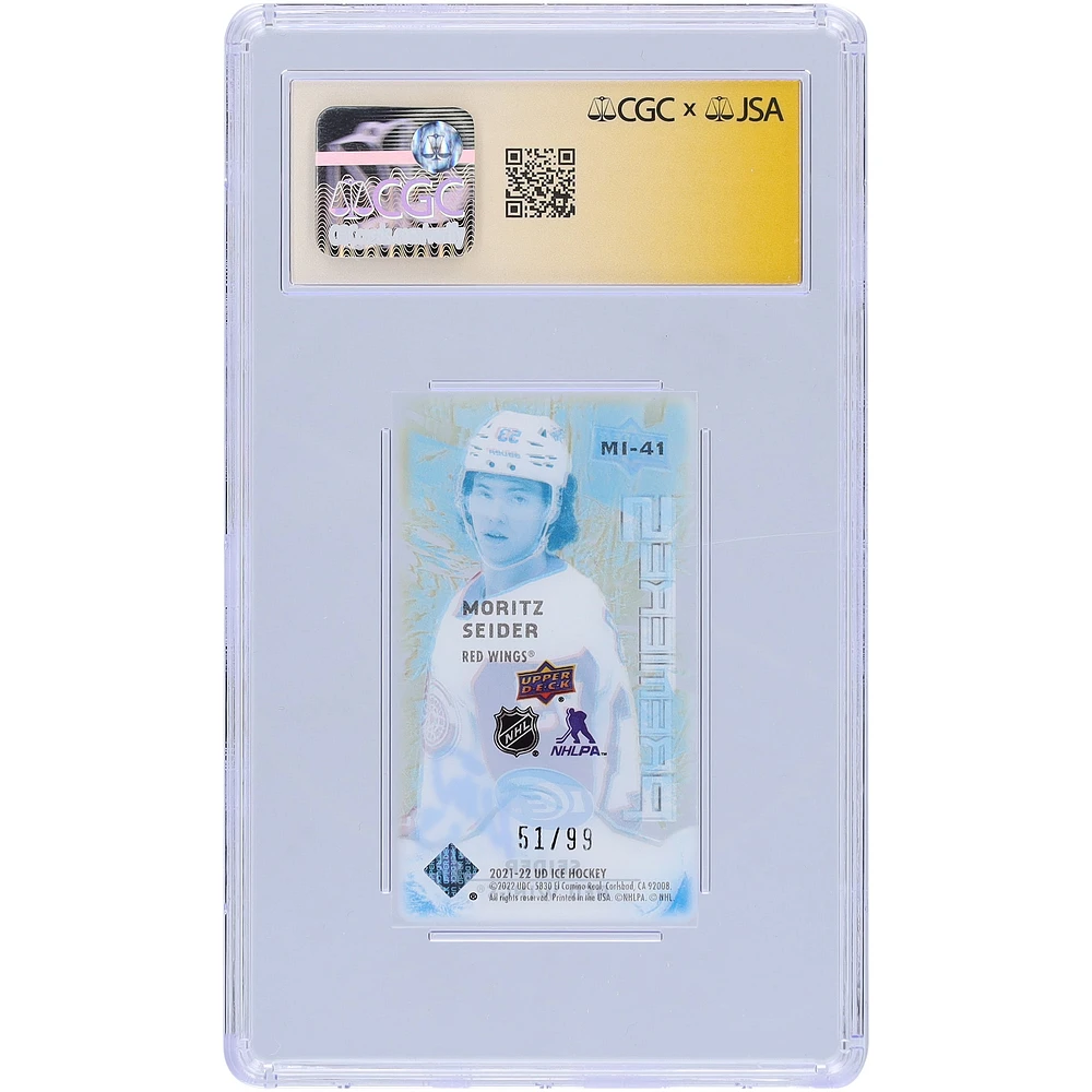 Moritz Seider Detroit Red Wings Autographed 2021-22 Upper Deck Ice Gold Ice Premieres Mini #MI-41 #/99 CGC Fanatics Witnessed Authenticated 9/10 Rookie Card