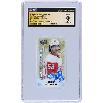Moritz Seider Detroit Red Wings Autographed 2021-22 Upper Deck Ice Gold Ice Premieres Mini #MI-41 #/99 CGC Fanatics Witnessed Authenticated 9/10 Rookie Card