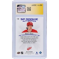 Moritz Seider Detroit Red Wings Autographed 2021-22 Upper Deck SP Blue #118 CGC Fanatics Witnessed Authenticated Auto 10 Rookie Card