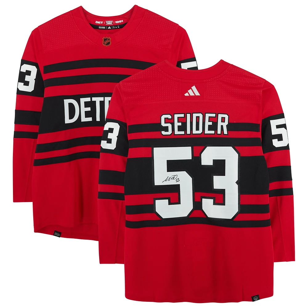 Moritz Seider Detroit Red Wings Autographed 2022-23 Reverse Retro Adidas Authentic Jersey