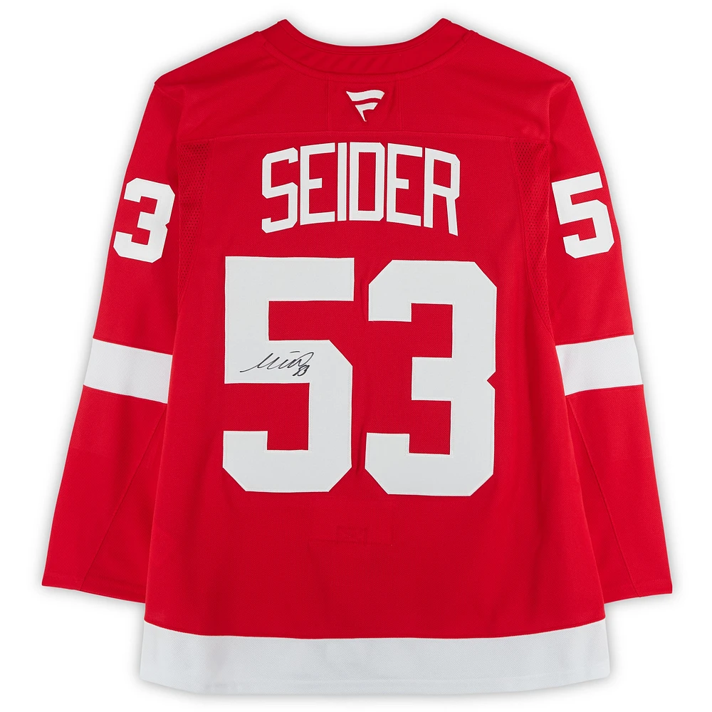 Maillot premium Red Fanatics autographié par Moritz Seider des Red Wings de Detroit